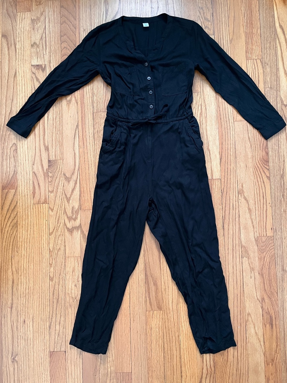 Old Navy Black Long-Sleeve Button-Front Jumpsuit